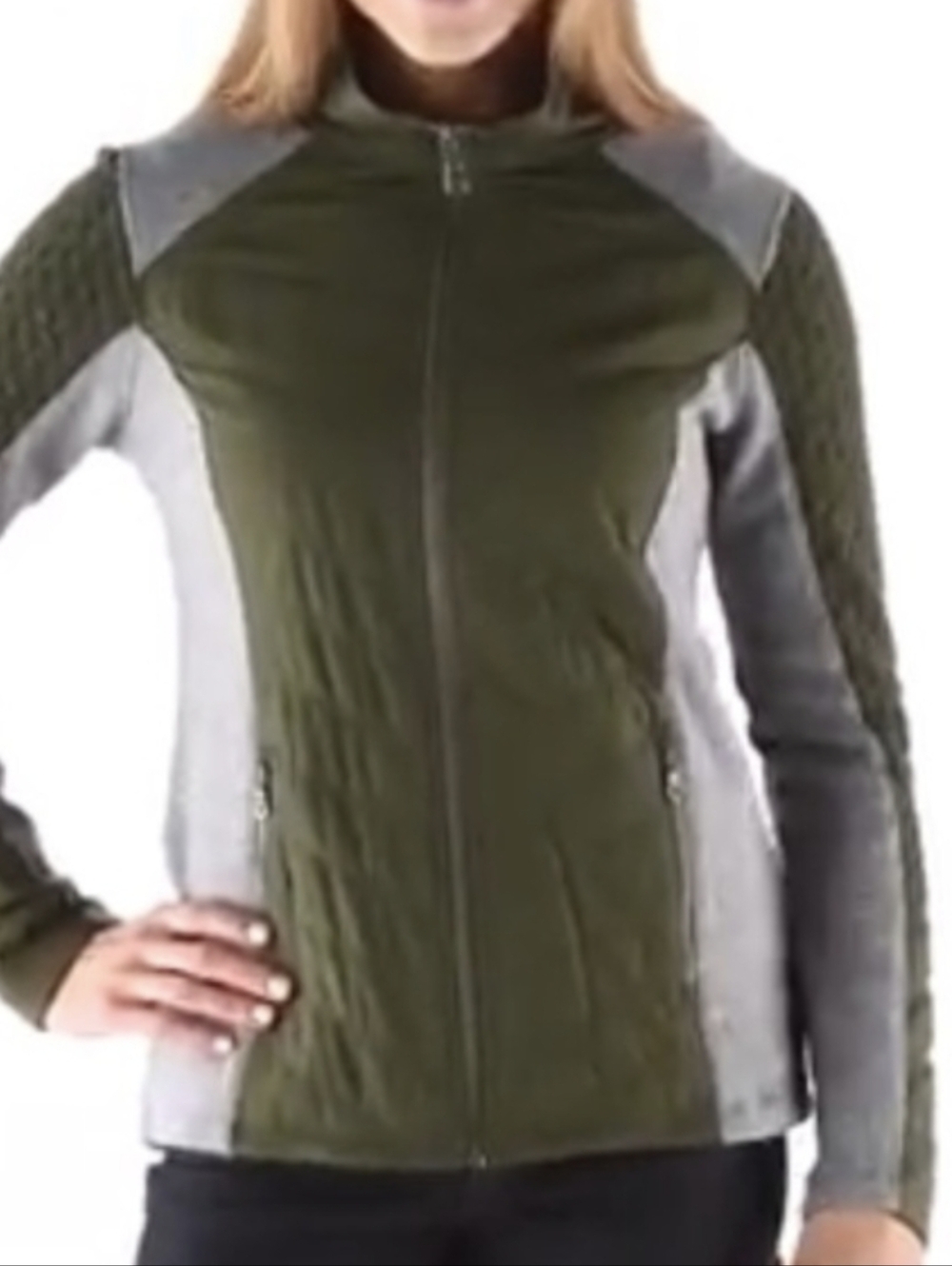 PRANA Zinnia  Olive Green Quilted Mixed Wool Blend Media Jacket Medium